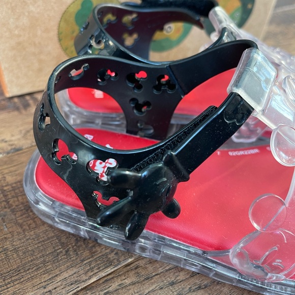 Mini Melissa Magic Mickey Fisherman Sandals Clear Black Red Size 11 - Picture 3 of 4